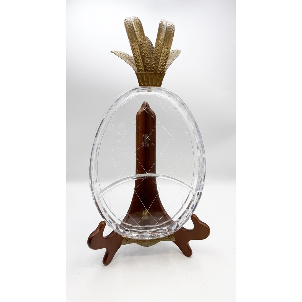 Hollywood Regency lucite pineapple serving tray lucite brass rare tropical glam‎